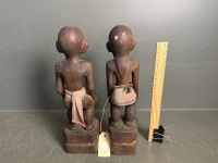 Pair Hand Carved Rice Gods - 2