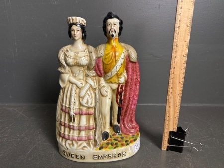 Antique Stafforshire Queen Emperor and Prince Ceramic Statue