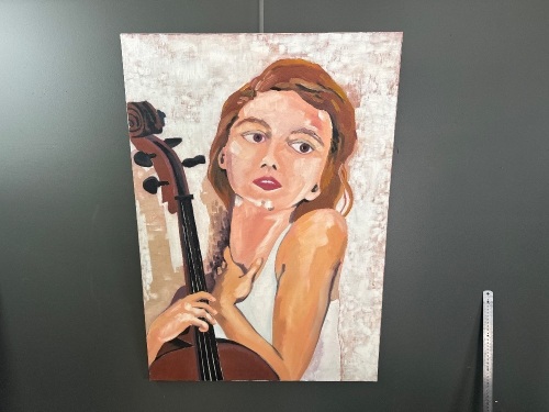 Oil on Canvs - Girl and Cello - By Robin Finlay