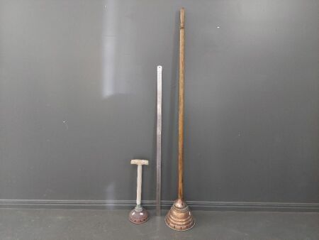 2 x Antique Copper Washing Plungers