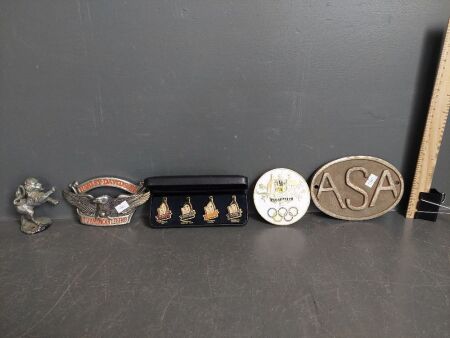 4 x Collectable Motor Vehicle Badges - 1 x Commemorative Pin Set 2000 Sydney Olympics