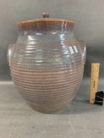 Large Old Ballarat Pottery Crock with Lid - 2