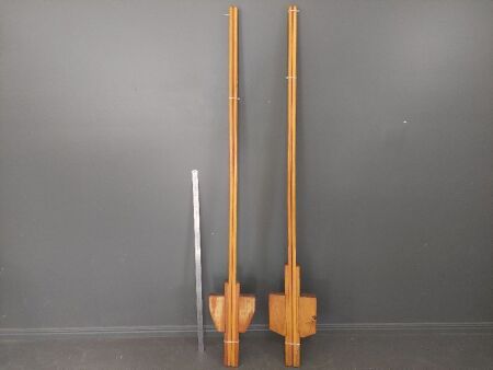 Two Sets of Wooden Walking Stilts