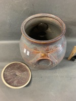 Large Old Ballarat Pottery Crock with Lid - 6