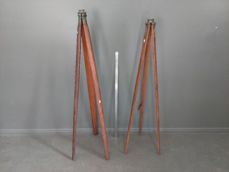 2 Antique Surveyors Tripods with brass fittings