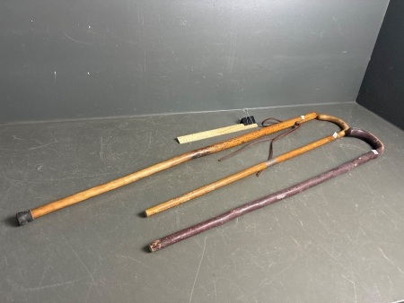 Three Vintage Walking Sticks