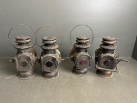 4 x Antique Dietz Union Driving Lamps for restoration - 2