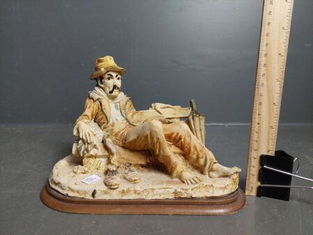 Vintage Sculpture - Man on a Bench - Signed F. Ingargiola