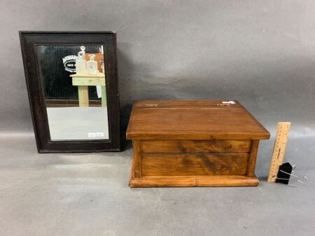Mirrored Key Cupboard - Monarch Sewing Threads Motif & Lidded Wooden Box