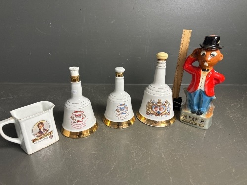 Royal Collection of Whisky Bottles and Jug