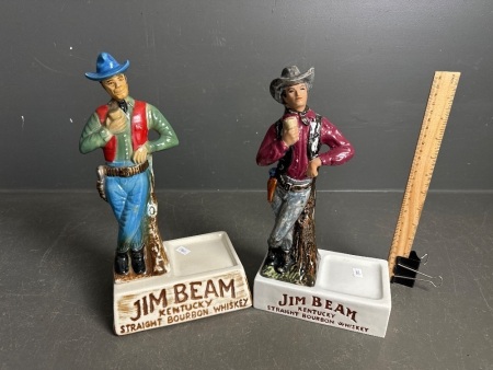 2 x Collectable Jim Beam Bottle Stands - Cowboy Figurine