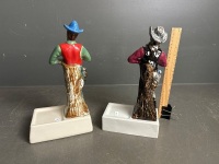 2 x Collectable Jim Beam Bottle Stands - Cowboy Figurine - 2