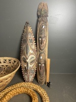 Tribal Masks, Basket and Woven Boat Rope Door Snakes - 3