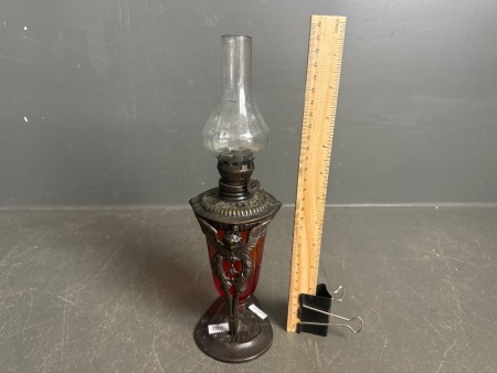 Art Nouveau Red Tear Drop Glass Mini Oil Lantern