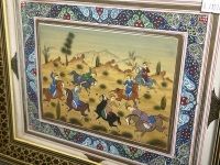 Persian Painting - Mother of Pearl & Wood in Decorative Inlayed Frame - 2