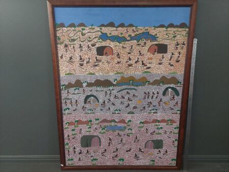 Original Aboriginal Artwork by Hazel Morton Kngwarrey Country Acrylic on Linen w. Certificate of Authenticity