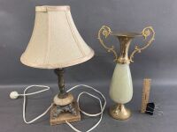 Vintage Brass & Alabaster/Onyx Lamp & Vase - 2
