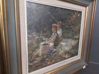 Original Oil on Board by Dale Marsh 1985 Picnic in Dappled Light Provenace Galloway Galley - 4