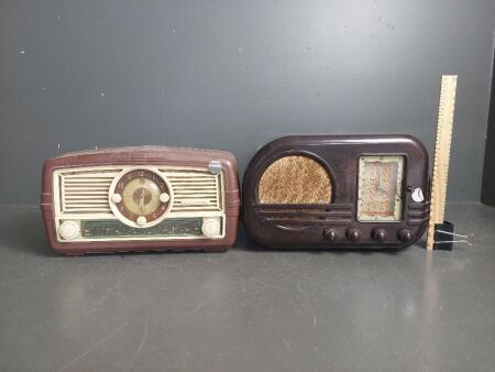 2 Antique/Vintage Bakelite Clock Radios