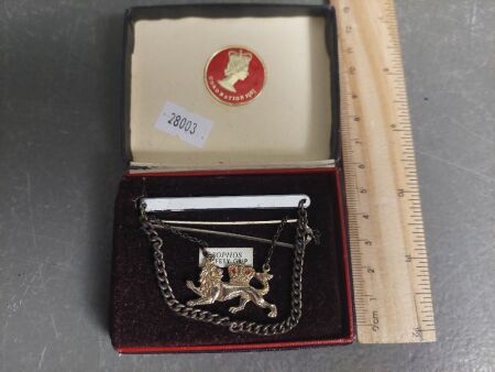 Royal Coronation Lion Pin with Markings to the Back