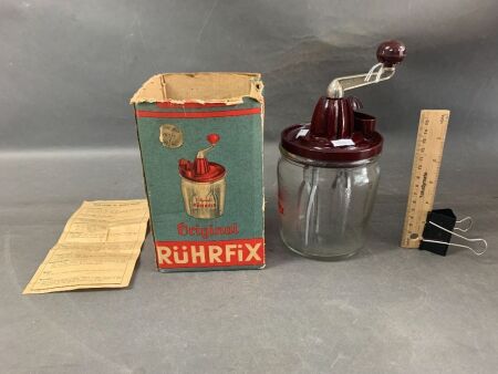 Vintage Ruhrfix Bakelite & Glass Combined Mixer & Juicer with Original Box - Never Used