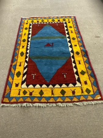 Aztec Design Hand Knotted Woolen Floor Rug made in Iran