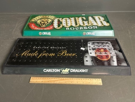 2x bar drainers - Cougar Bourbon, Carlton Draught