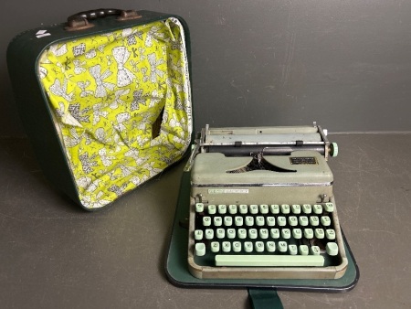 Vintage Hermes 2000 Typewriter in Case Green