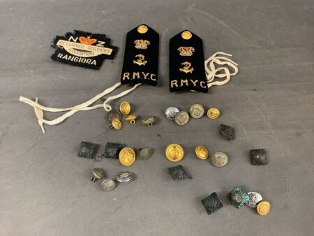 Collection of Military Buttons + 2 RMYC Epaulettes