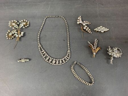 Collection of Vintage Diamante Costume Jewellery