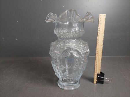 Ivima Hand Made Glass Ruffled Vase Portugal