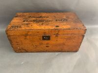 Antique Pine Sea Chest Used to Carry Bank Vouchers bewtween Melbourne & Castlemaine - Dated 1863
