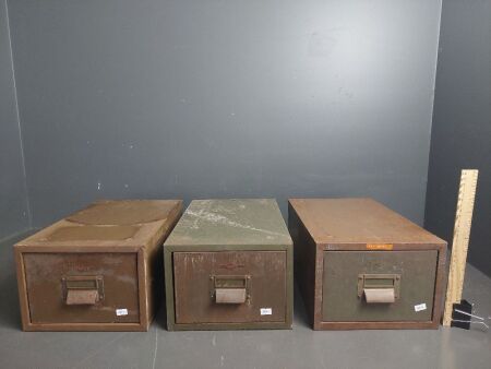 3x Criterion (Eng) tin drawer cabinets