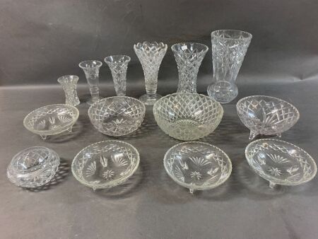 Collection of Glass & Crystal Vases & Bowls