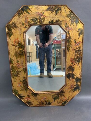 Large Heavy Wood Framed & Hand Painted Mirror