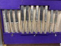 Vintage Silver Plated Cutlery Set in Timber Canteen. 1 Knife Missing - 3