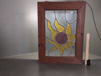 Leadlight glass mounted on wooden Lightbox