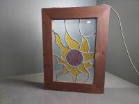 Leadlight glass mounted on wooden Lightbox - 2