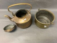 Antique Heavy Brass Kettle & Cooking Pot - 2