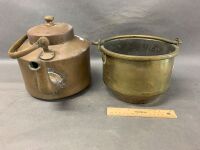 Antique Heavy Brass Kettle & Cooking Pot - 3