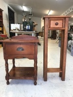 Timber Bedside Table and Tall Stand with Drawer