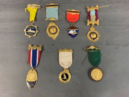 Collection of 7 Vintage Freemasonry Medals c1970's