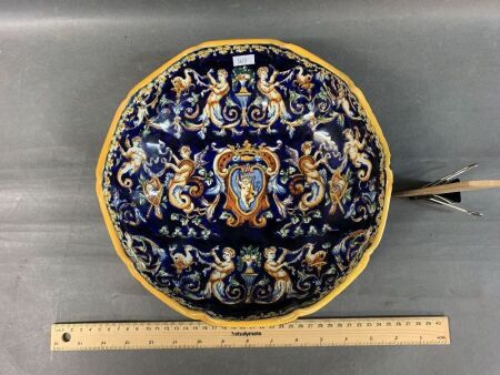 Vintage Gien France Renaissance Bleu Patterned Bowl