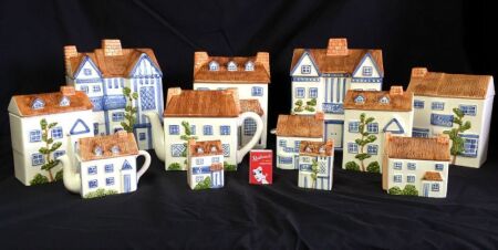 23 Piece Japanese Village Town Square Ceramic Kitchen Cannister Set