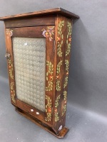 Vintage Wall Hanging Stencilled Timber Medicine Cabinet with Original Glass - 3