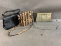 3 Vintage Snake & Lizard Skin Hand Bags