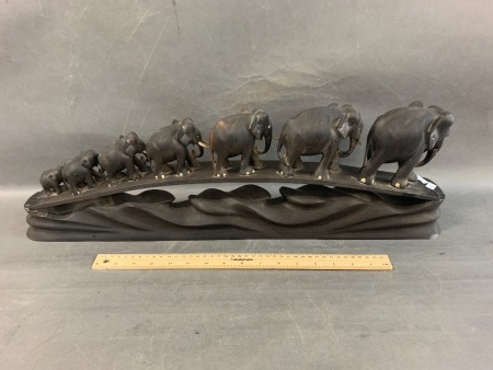 Large Antique Ebony Elephant Bridge