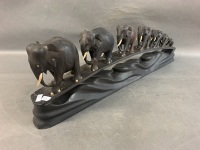 Large Antique Ebony Elephant Bridge - 4