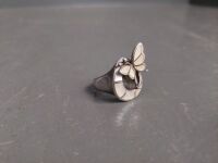 Silver MMother of Pearl Butterfly Ring - 925 - 3