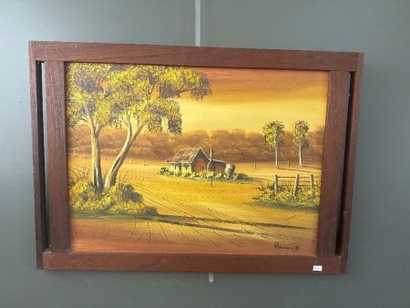 Vintage oil Painting Australian landscape by P Dalmonty 1985